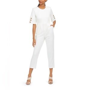 Women’s Calvin Klein Ivory Business Casual Jumpsuit with Pockets - Size 8